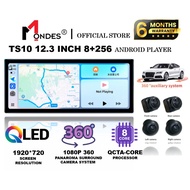 MONDES 12.3 Inch TS10 8 Ram+256 Gb Q-LED Universal Android Player With 360 Camera