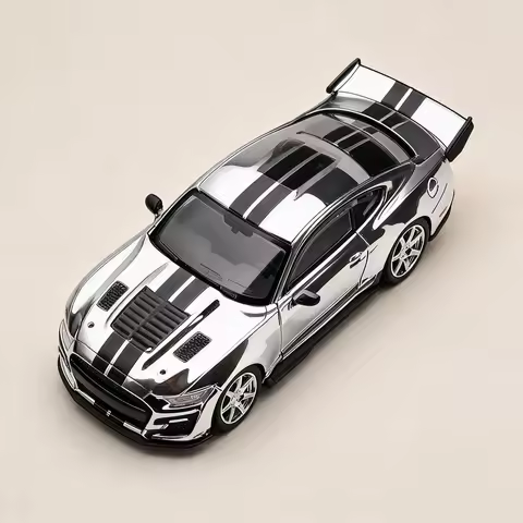 MINI GT1:64 # 1230 for Shelby GT500 Silver Plated Alloy Car Model Collection Gift