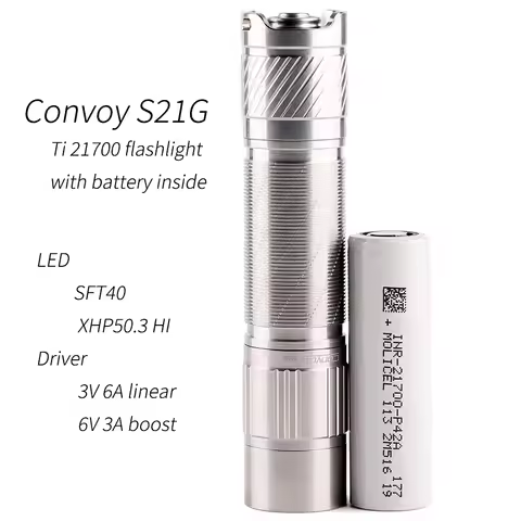 Ti Convoy S21G 21700 flashlight SFT40 XHP50.3 HI with battery