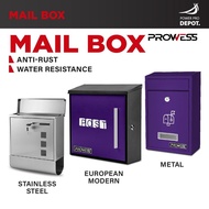 Prowess Outdoor Letter Box | Wall Mounted Post Box Mailbox [Stainless Steel & Metal] | Peti Surat Ma