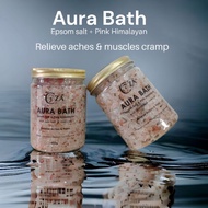 Aura Bath Salt 400g boleh mandi guna baldi, Epsom Salt &amp; Pink Himalayan Salt, Immediate relieve aches &amp; muscle cramp