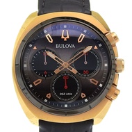 寶路華 (Bulova) BULOVA Curve 計時腕錶 98A156 鍍金 x 皮錶帶 石英計時黑色錶盤 男士 Curve 腕錶 [二手]