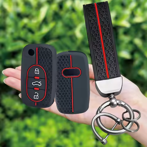 Silicone Keychain For Audi A1 B6 A6 C5 A4 B5 TT 8N A2 A3 Cover Organizer Key Shell Car Key Case Fold