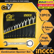 【on hand】pdx wire 12 INGCO 12 PCS 6-24mm Combination Spanner Set Wrench Cr-V Heat Treated IHKSPA6