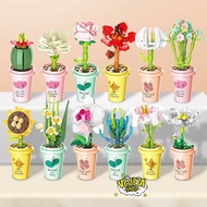 Lego Plant Assembled Toy Flower Pots Lego Plant Puzzle Rose Flower Lilies Cactus