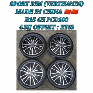 Sport Rim Verthandi R15 4H PCD100 For Bezza / Kelisa / Alza / Vios / Myvi / Satria / Saga / City Spo