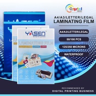 Yasen Laminating Film Adhesive 100 Sheets A4/A3 Size | Letter | Legal 125 Microns |250 for Laminatin