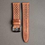 Horween Derby leather Racing-style Watch Band in Natural color (MTO)