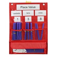 Amon 7 Pockets Place Value Pocket Chart with Straws 13x18Inch Math Counting Pocket Chart for Classro
