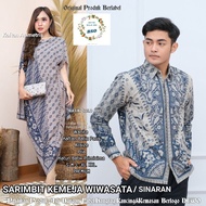 COUPLE BATIK KAFTAN ASIMETRIS SINARAN ABU BLUE. COUPLE BATIK PREMIUM. SARIMBIT KAFTAN BATIK DAN HEM