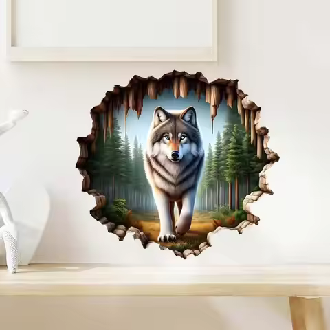 Wolf Wall Sticker Boy Room Bedroom For Wall Decoration Mural Self-adhesive Home Decor Wildlife Art D