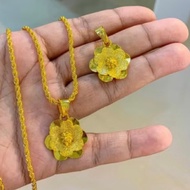 REPLIKA 24krt Gold Plated Flower Pendant Crum Light Gold 9gram Premium Gold Replica Girls Pendant