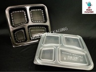4 Compartment Lunch Box (50pcs±) BX SQ4C / Disposable PP Lunch Box / Kotak Nasi / SQ 4C