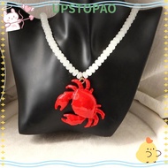 UPSTOPAO Crab Necklace, Childishness Design Boho Style Boho Necklace,  Enamel Crab Beaded Pendant Ha