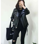 Ali418 Women's Leather Jacket Ramones Classics Korean Blazer Style ||