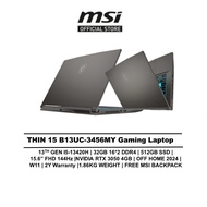 MSI LAPTOP THIN 15 AI GAMING B13UC-3456MY (I5-13420H/16GB /512GB/15.6 IPS FHD 144Hz/RTX3050 4GB/OFF 