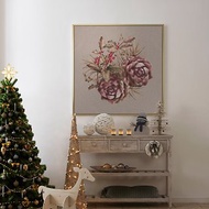 聖誕節的祝福－松果與冬青樹-懷舊松果耶誕裝飾畫/聖誕佈置/送禮
