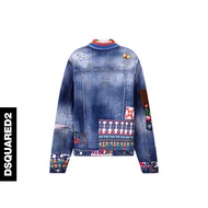 DSQUARED2 D2 Power 22 Autumn Winter Men's Ethnic Style Denim Jacket with Patch Embroidery - Trendy