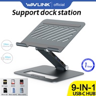 Wavlink ขาตั้งแล็ปท็อปอลูมิเนียมปรับได้พร้อมแท่นชาร์จ USB แบบ9-In-1โต๊ะคอมพิวเตอร์ปรับระดับได้แบบพกพ