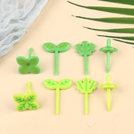 Christmas gift 【AYLMER】 8pcs Fruit Fork Toothpick Leaves Lunch Box Bento Salad Tiny Fork Cake For Kids