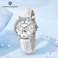 PAGANI DESIGN 33mm Ladies Watches Top Luxury Moon Phase Quartz Watch For Women Waterproof Date Week 