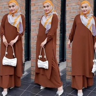 Suit Bella Italian Crepe Set Wanita – Baju Fesyen Muslimah Terkini, Tak Perlu Gosok & Viral