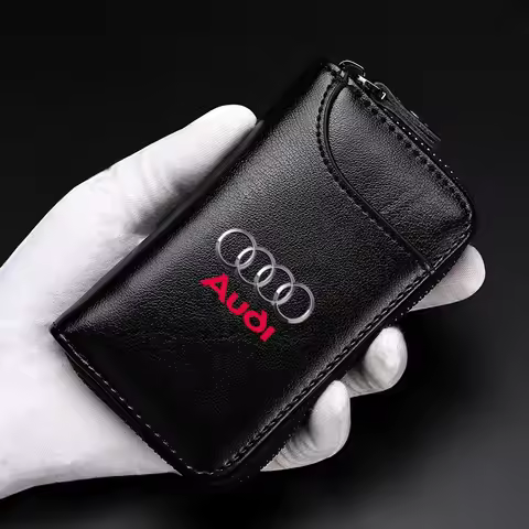 Genuine Leather KeyChain Multifunction Wallet Car Key Case Keys Pouch for Audi Q2 Q3 Q3 Q4 Q5 Q6 Q7 