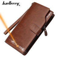 [Cc wallet] 2022 Baellerry Men Wallets Name Engraving Long Style High Quality Male Purse Card Holder Zipper PU Leather Wallet For Men