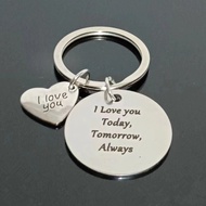 I Love You不锈钢刻字吊牌钥匙扣情侣个性纪念创意挂件生日礼物4.3FS I Love You Stainless Steel Engraved Tag Keychain Couple Pers