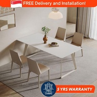 [SG] Dining Table Set | Sintered Marble &amp; Chairs | 1.4m-1.8m | Nordic Stone Slab For HDB BTO Condo Landed
