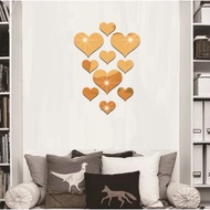 10pcs Love Heart Acrylic 3D Mirror Wall Sticker Mural Decal Removable Stickers