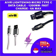 AIVR Fast Charge Data Cable Iphone Lighting Micro Type C USB Data cable K310 k10 CABLE 6A Max 1200mm