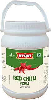 Priya Red Chilli Pickle with Garlic, 1kg - Authentic Telugu Style Achar| Traditional South Indian Ta