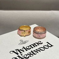 Queen West Vivian Full Diamond Belt Buckle Saturn Letter Ring Unique Elegant Couple Ring Stackable B