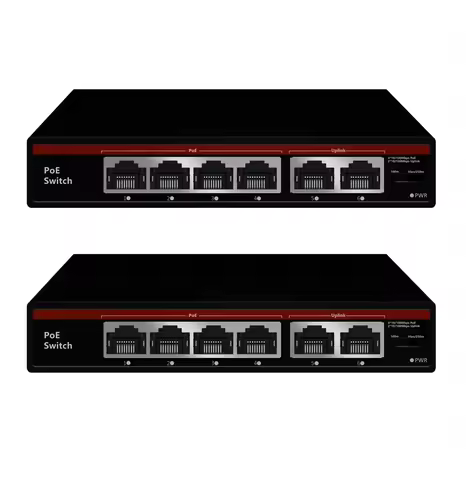 2026 POE Switch 6 Ports 10/100Mbps AI Smart Ethernet Switch with 2 Uplink RJ45 Ports AI Smart Switch