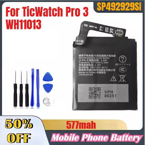577mAh 3.88V SP492929SI High-Quality Battery for TicWatch Pro 3 Battery GPS Wear OS Smartwatch WH110
