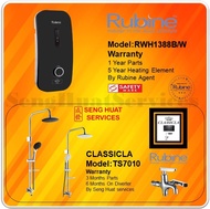 RUBINE RWH1388B INSTANT WATER HEATER WITH CLASSICLA TS7010 SILVER RAIN SHOWER [ FREE DELIVERY / SELFCOLLECT ]