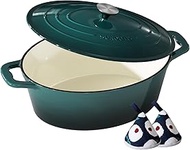 Enameled Cast Iron Dutch Oven - 9.3QT Pot with Lid Cookbook & Cotton Potholders, Heavy-Duty Cookware