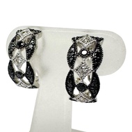 鑽石/黑鑽石耳環，總重 0.20 x 2 克拉，K18WG白K金， 5.5 克，女士款 [二手]