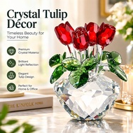 Crystal Rose Flower Figurine Spring Bouquet Sculpture Glass Dreams Ornament Home Wedding Decor Colle