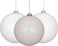 Christmas Baubles Shatterproof White 10cm Pack of 6 Christmas Tree Baubles Bauble Ornaments Balls Ch