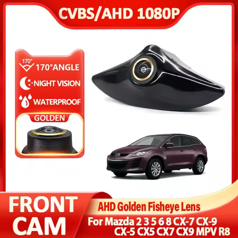CCD AHD 1080P Forward Mount Front View Fisheye Logo Camera For Mazda 2 3 5 6 8 CX-7 CX-9 CX-5 CX5 CX