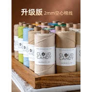 C cloudcandy Combed Hollow Cotton Thread 2mm Hand-Knitted Round Strand Yarn Big Eyes Hand-Made Croch