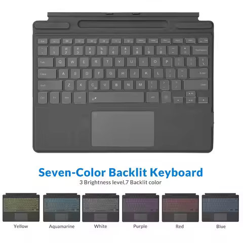 Type Cover for Microsoft Surface Pro 9/Pro 8/Pro X, Portable Wireless 7-Color Backlit Surface Pro 9/