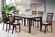 [READY STOCK] 1+6 Seater Square Grade A Square Marble Solid Wood Dining Set Kayu High Quality Turkey Fabric Chair / Dining Table / Dining Chair / Meja Makan / Kerusi Meja Makan / Buffet Makan Meja / Meja Party Makan Weekend