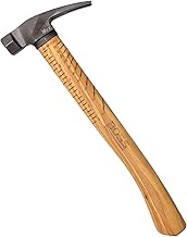 Boss Hammer 4340 Steel Hammer with Hickory Handle - 18 oz, Steel Finish, Milled Faced, Curved Handle