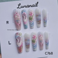 Nailbox-cute butterfly swan upturned nails fake nails press on nails