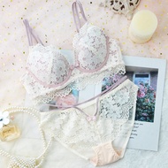 LSLY Lace Bra Set Push Up Women A cup B cup Removable Padding / 新款爆款网红款性感蕾丝内衣高端薄款收副乳大胸显小文胸套装