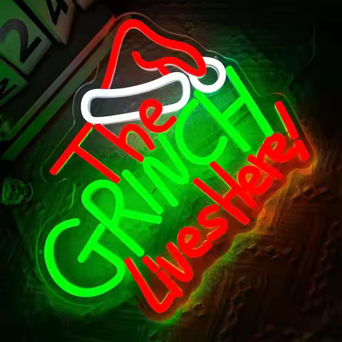 Live Here Neon Sign for Wall Decor Dimmable Merry Christmas LED Sign for Indoor Window Bedroom Weddi