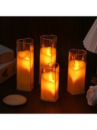 Led心形蠟燭燈電池供電,適用於節日、臥室、婚禮、畢業典禮、求婚等場合（包括3顆ag13電池）